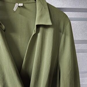 Est. 1946 Olive Green Tunic Top Knot Front Long Sleeve Blouse 22/24W Semi See Th